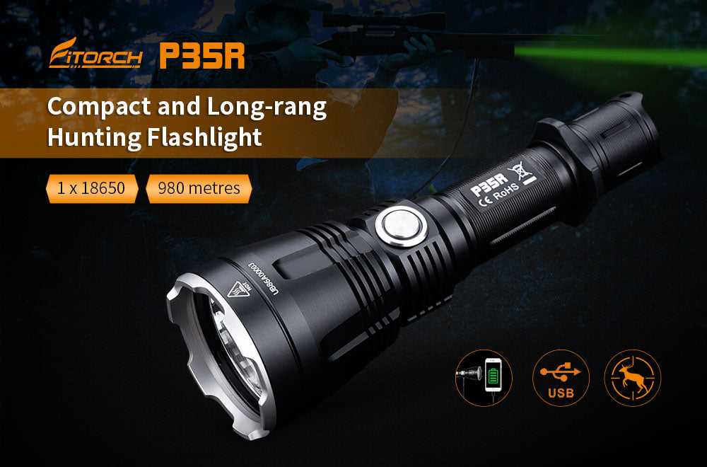 Fitorch P35R COMPACT LONG-RANGE RECHARGEABLE FLASHLIGHT フィトーチ コンパクト ロングレンジ LEDフラッシュライト 式充電 懐中電灯 1200ルーメン