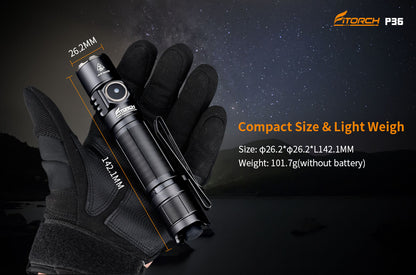 Fitorch P36 3000lumen Compact Flashlight With USB-C Charging Port フィトーチ USB-C充電 懐中電灯 3000ルーメン LED フラッシュライト