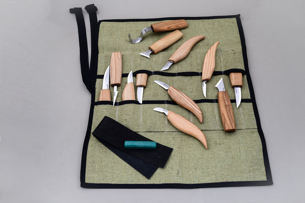 ビーバークラフト ウッドカービングセット ナイフ12本 キャンバスロールツールセット Beaver Craft Wood Carving Set of 12 Knives