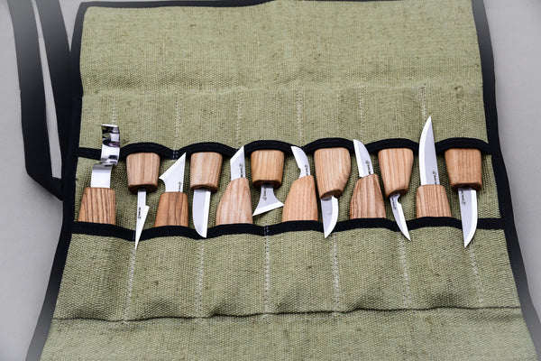 ビーバークラフト ウッドカービングセット ナイフ12本 キャンバスロールツールセット Beaver Craft Wood Carving Set of 12 Knives